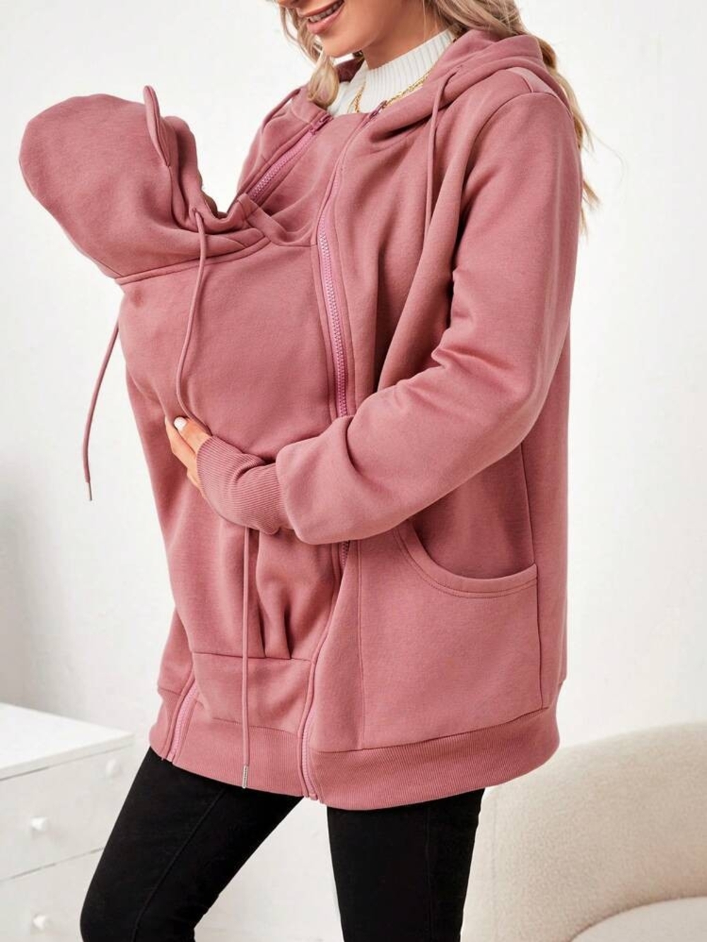 SHEIN Dusty Rose Maternity & Babywearing Hoodie